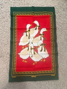 Vintage Holiday Geese Tea Towel or Decorative piece